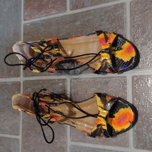 aquazzura Beverly hills python flat sandals size 37 US 6.5